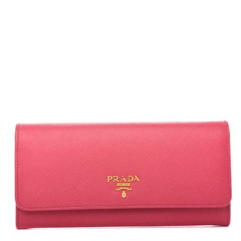 PRADA Saffiano Metal Continental Flap Wallet Peonia